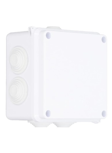 SAXXON PB100 - Caja de conexiones con 7 entradas / PVC libre de halógenos / Compatible con cámaras Bullet / Domo / Dimensiones 100 x 100 x 70 mm (Ancho x Alto x Fondo) / IP55