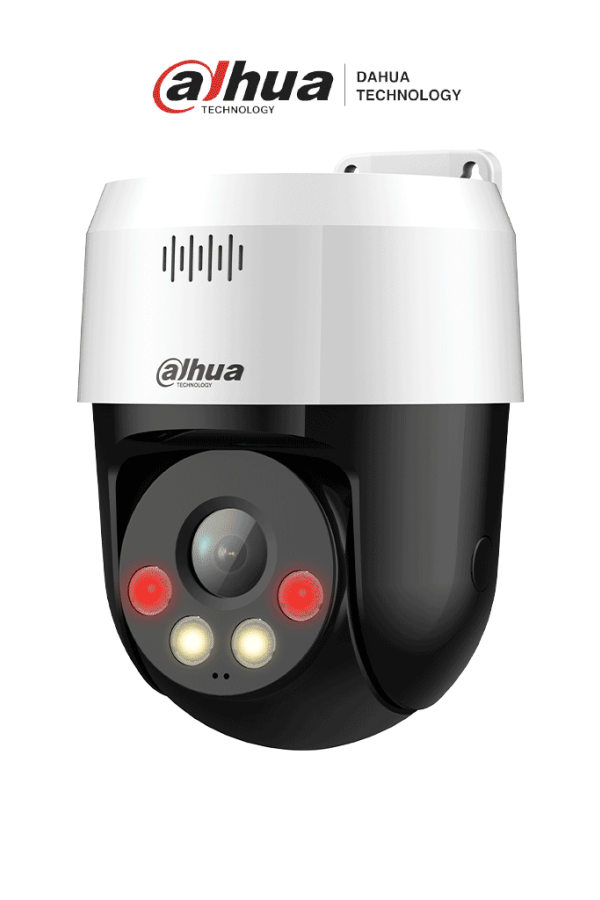 DAHUA DH-SD2A500NB-GNY-A-PV-0400 Cámara IP PT de 5MP / Full Color/ Disuasión activa/ Iluminador dual inteligente/ 30m de IR y luz visible/ audio bidireccional/ detección de humanos/ ranura MicroSD/ IP66 y PoE