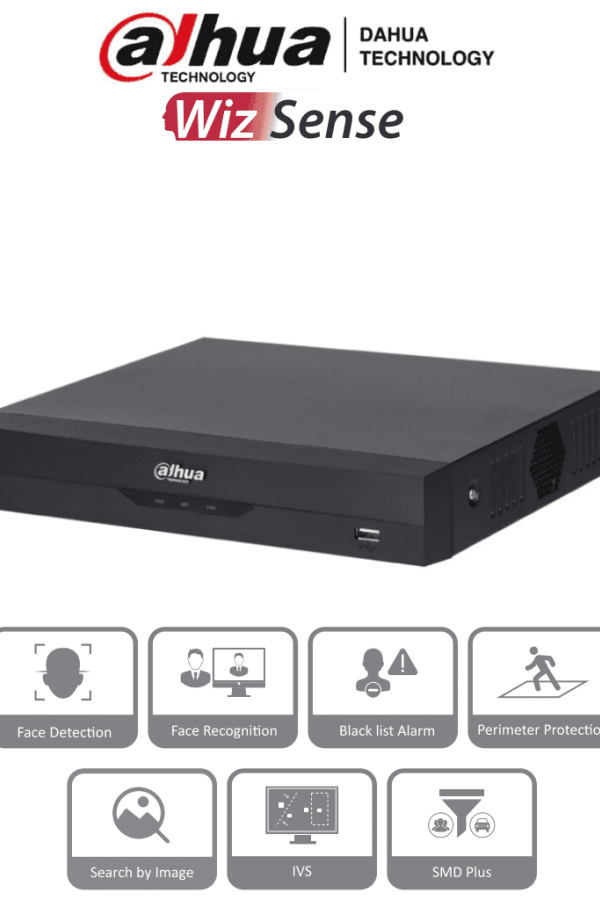 DAHUA NVR2116HS-I2 - NVR de 8 Megapixeles/ 4k/ 16 Canales IP/ WizSense/ Con IA/ Rendimiento de 144 Mbps/ Smart H.265+/ 1 Ch de Reconocimiento Facial o 1 Canal de Protección Perimetral o 4 Canales de SMD/ 1 Puerto SATA 10 TB/ HDMI&VGA/ Onvif/