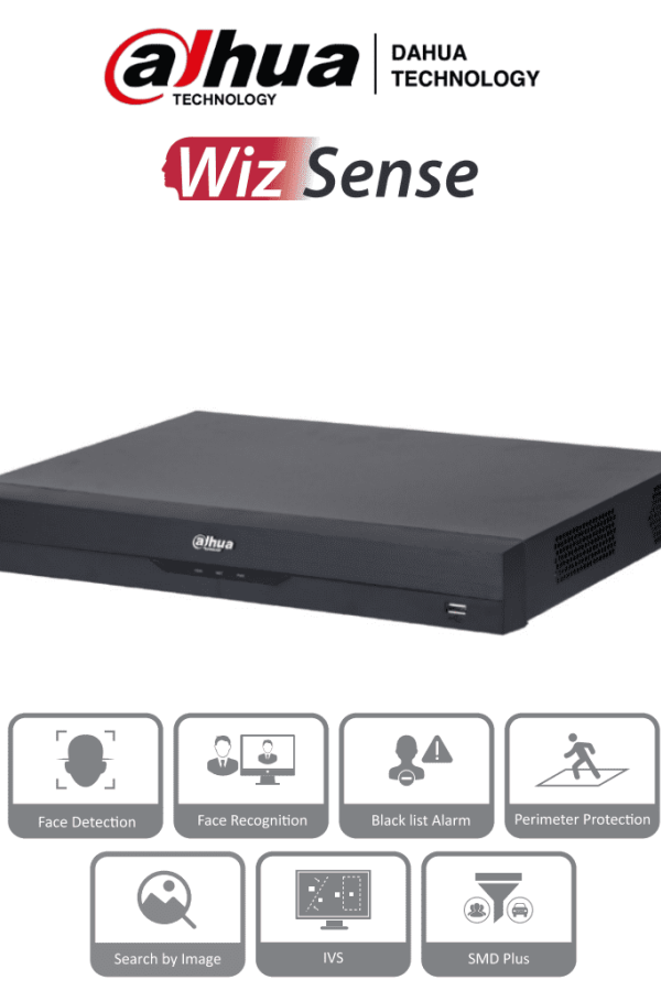DAHUA NVR2208-8P-I2 - NVR de 8 Megapixeles/ 8 Canales IP/ WizSense/ 8 Puertos PoE/ Smart H.265+/ 1 Ch de Reconocimiento Facial y FD/ Hasta 10 Bases de Datos de Rostros/ 2 Puertos SATA/ SMD Plus/ Max. Decodificación de 6x1080p FPS/ Onvif/