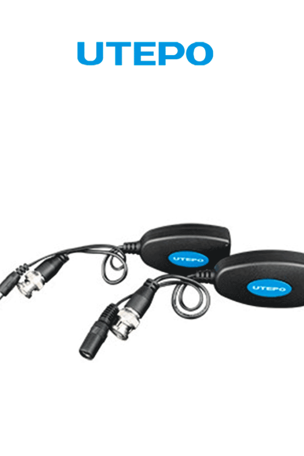 UTEPO UTP101PVHD12 - Par de transceptores 4K para video y energía, con entradas RJ45, 4K hasta 150m con CVI, 4MP y 2MP hasta 250m