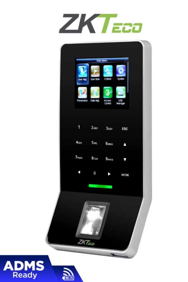 ZKTECO F22ID - Control de Asistencia y Acceso Básico con Huella Digital BioID+ (3000), Tarjeta ID 125 kHz (5000), Registro de 30,000 Eventos, Conexión Ethernet y WiFi