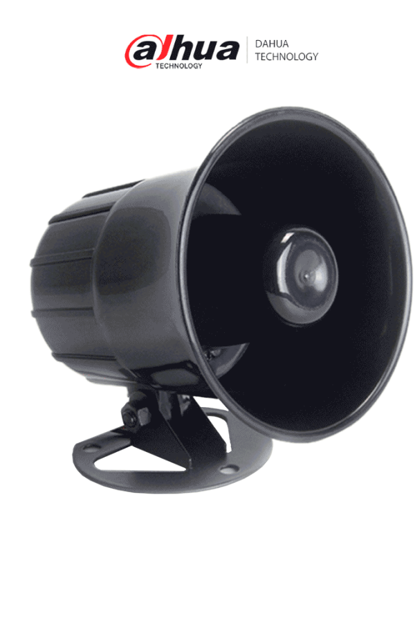 DAHUA DH-ARA16 - Sirena Exterior con alerta potente de 105 dB para mayor seguridad. De diseño robusto en plástico ABS negro, con una alimentación de 12V DC, ideal para proteger cualquier entorno.