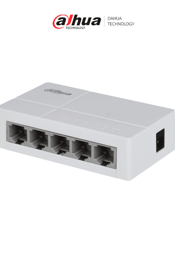 DAHUA DH-SF1005L - Switch para Escritorio 5 Puertos Fast Ethernet con velocidad de transmisión de 10/100 Mbps en un diseño compacto. Su capa 2 soporta un switching de hasta 1 Gbps y una velocidad de reenvío de 0.744 Mbps.