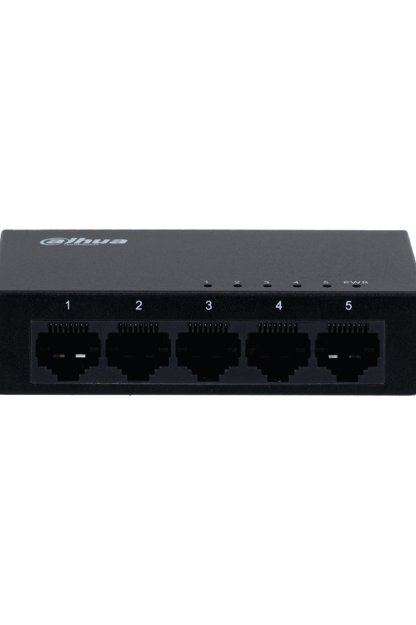 DAHUA PFS3005-5GT - Switch Gigabit de 5 Puertos No Administrable/ Capa 2/ 10/100/1000 Base-T/ Carcasa Metalica/ Switching 10G/ Tasa de Reenvio de Paquetes 7.44 Mbps/ Memoria Bufer de Paquetes 1Mb/ Con Proteccion de Descargas/ 