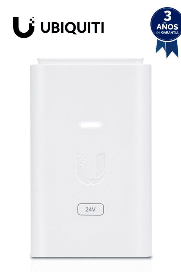 UBIQUITI POE-24-7W-G-WH - Inyector PoE Gigabit con protección contra descargas, alimentación de 24V DC a 0.3A y capacidad para reset remoto. 