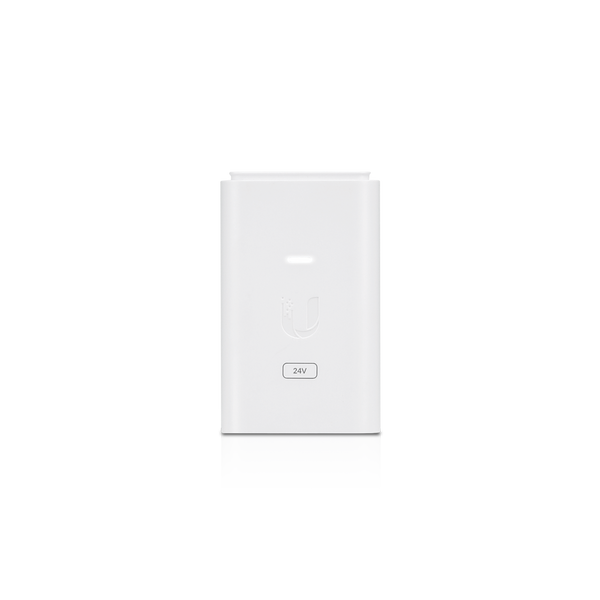 UBIQUITI POE-24-7W-G-WH - Inyector PoE Gigabit con protección contra descargas, alimentación de 24V DC a 0.3A y capacidad para reset remoto. 