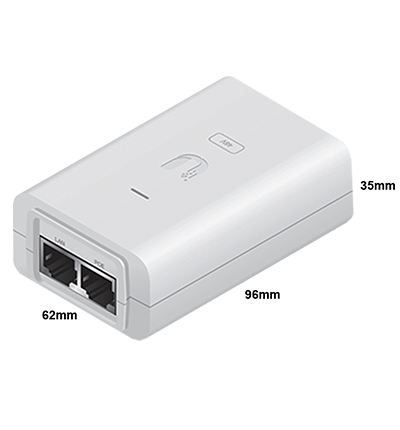 UBIQUITI U-POE-af - Inyector PoE Gigabit para equipos Ubiquiti, 48 VDC, 0.32A, compatible con estándar 802.3af, color blanco.