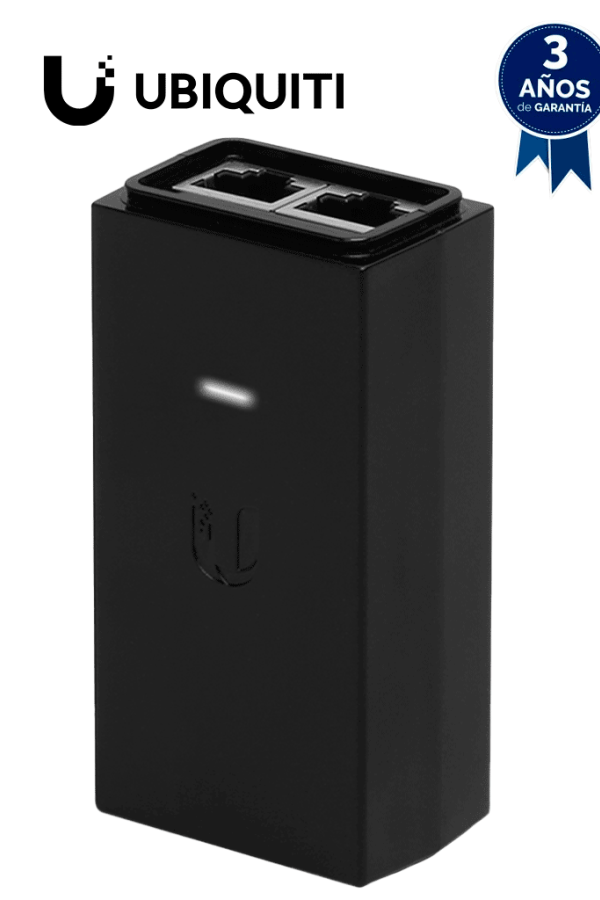 UBIQUITI POE-24-12W-G - Inyector PoE pasivo Gigabit para equipos Ubiquiti de 24 VDC, 0.5A y función de reinicio remoto.