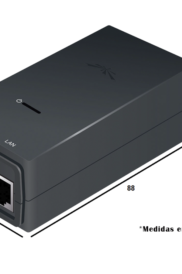 UBIQUITI POE-24-12W-G - Inyector PoE pasivo Gigabit para equipos Ubiquiti de 24 VDC, 0.5A y función de reinicio remoto.