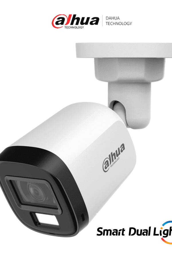 DAHUA HAC-B1A21N-U-IL-A- Cámara Bullet de 2 Megapíxeles/ Lente de 2.8 mm Apertura de Hasta 100°/ Iluminación Dual Inteligente 30 Mts IR y 20 Mts Luz Visible/ Micrófono Integrado/ Para Exterior IP67/